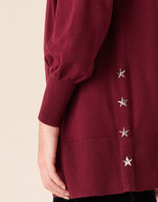 Star Stud Knit Cardigan, Red (BERRY), large