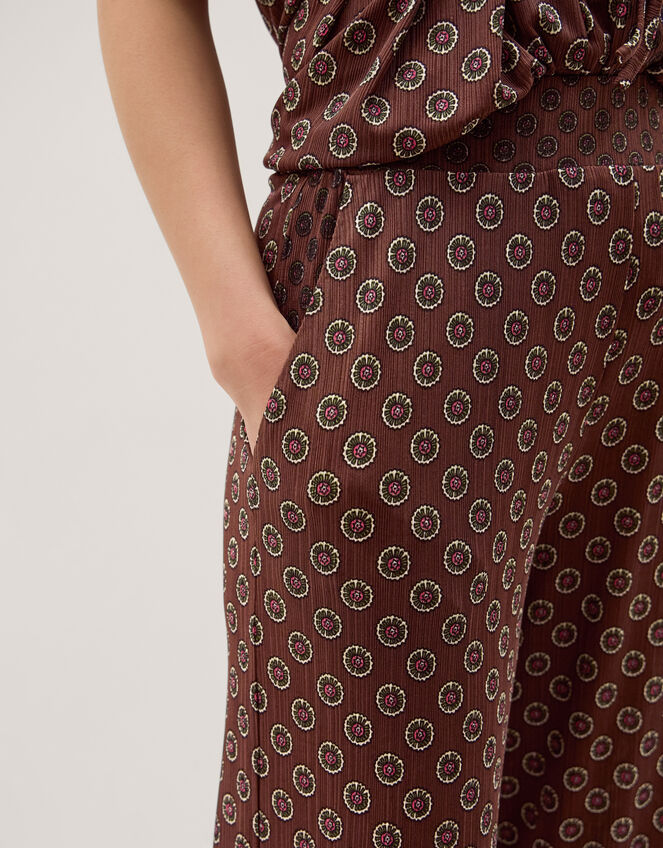 Magdalena Geometric Jersey Trousers, Brown (CHOCOLATE), large