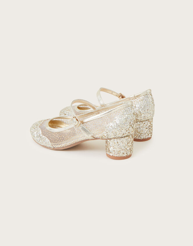 Annabelle Glitter Mesh Heels, Gold (GOLD), large