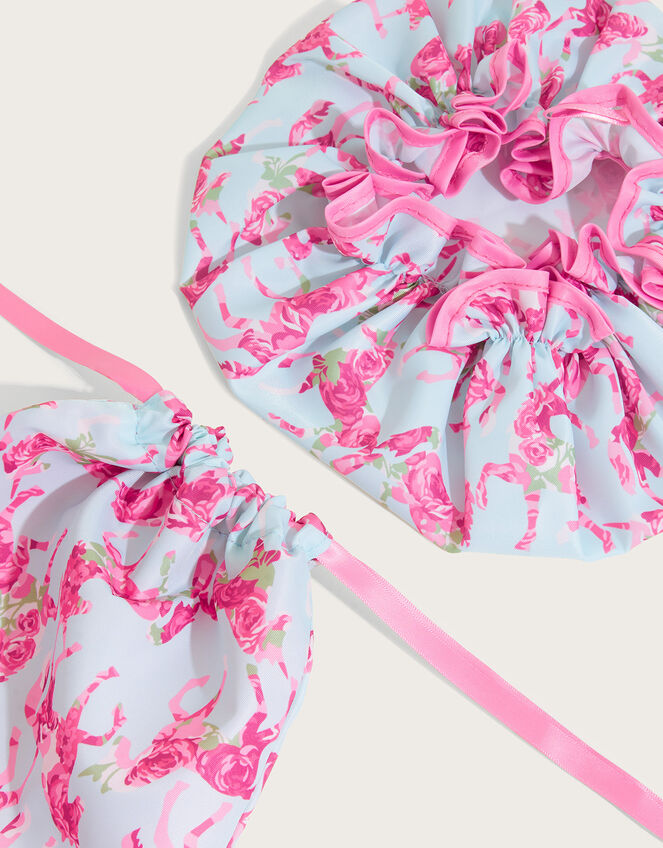 Floral Unicorn Shower Cap and Washbag, , large