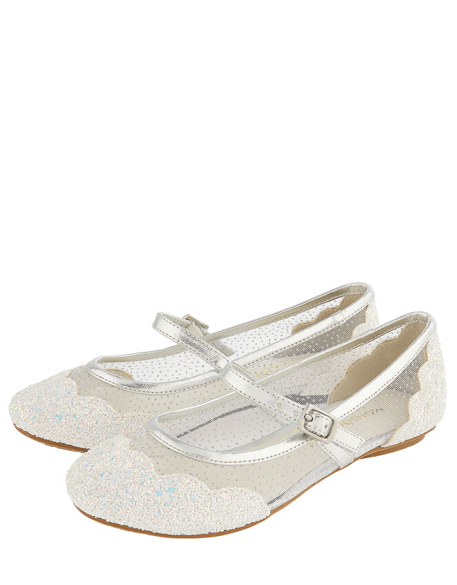 Primrose Sparkle Ballerina Shoes, Silver (SILVER), large