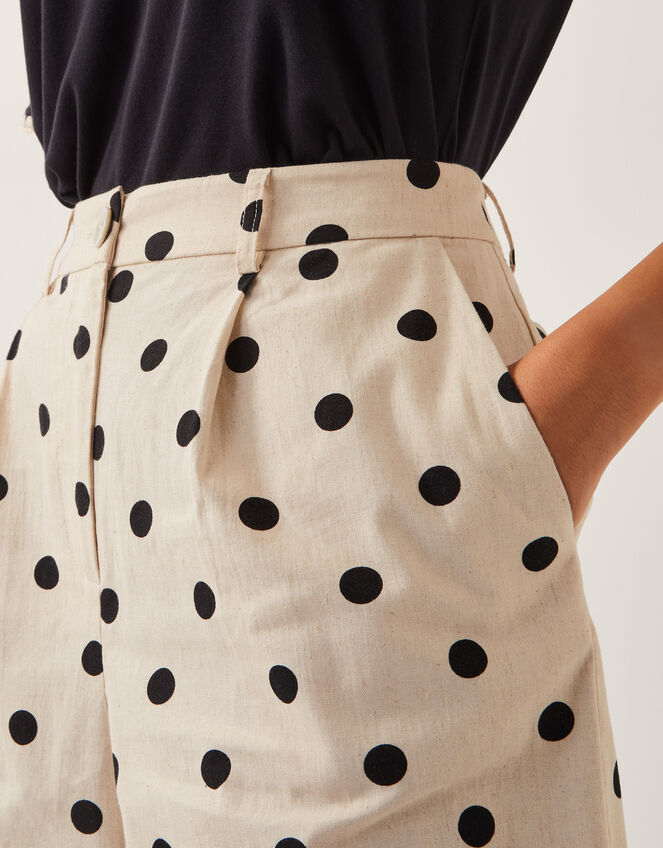 Isabel Polka Dot Longline Shorts, Ivory (IVORY), large