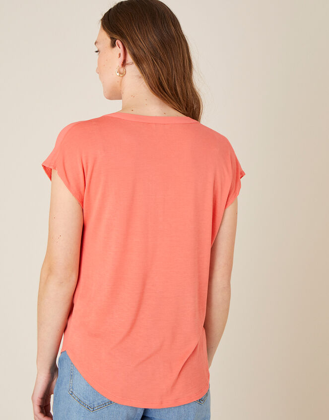 Waverly Button Detail Top , Orange (CORAL), large