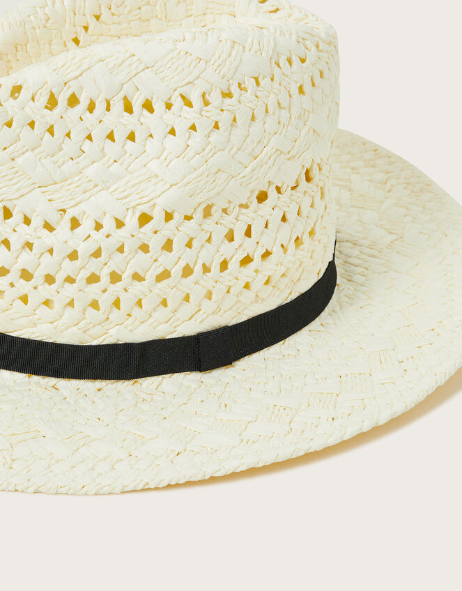 Ribbon Trim Fedora Hat, , large