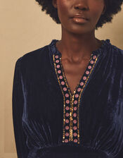 Easy Wendy Floral Embroidered Velvet Maxi Dress, Blue (NAVY BLUE), large