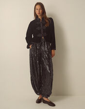 Viola Beaded Frogging Velvet Jacket, Black (BLACK), large