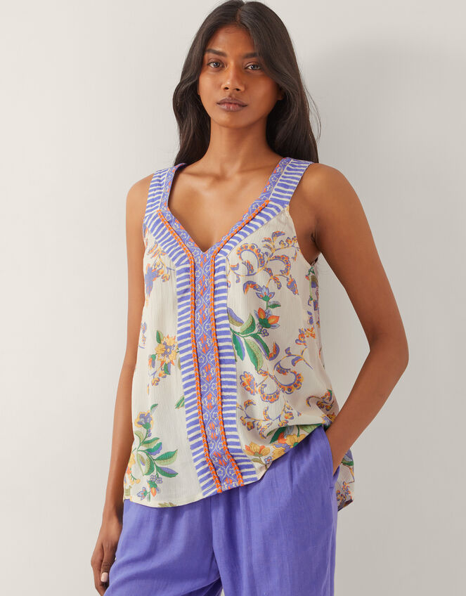 Kaia Floral Print Cami Top, Ivory (IVORY), large