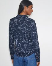 Novie Polka Dot Jersey Shirt, Blue (NAVY), large