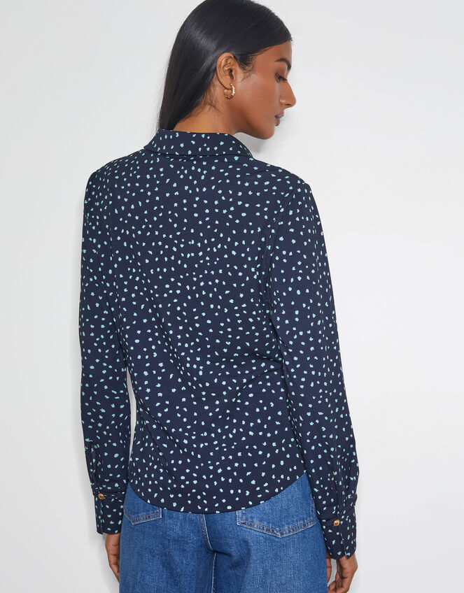 Novie Polka Dot Jersey Shirt, Blue (NAVY), large