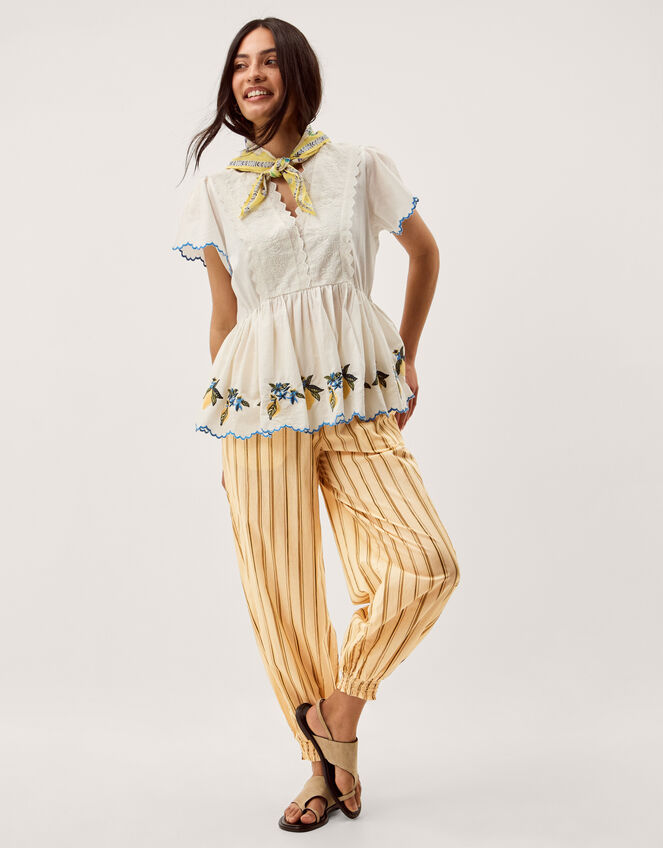 Eve Stripe Balloon Trousers Ivory