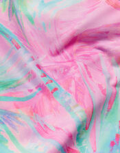 Palm Print Frill Bikini Set, Blue (TURQUOISE), large