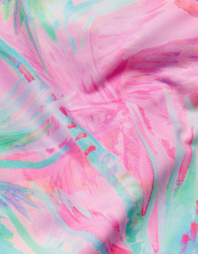 Palm Print Frill Bikini Set, Blue (TURQUOISE), large