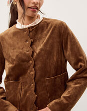 Isla Faux Suede Jacket, Brown (BROWN), large