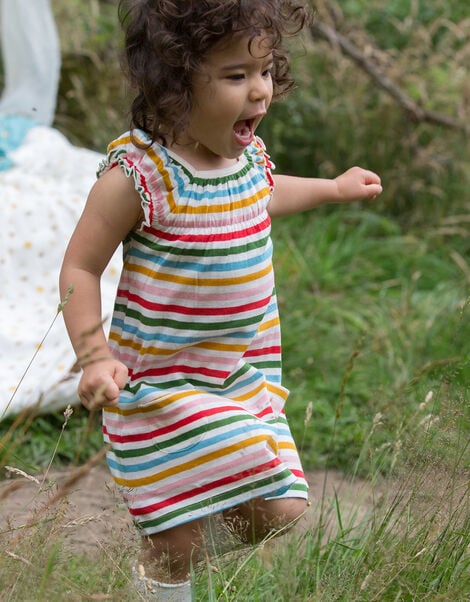Little Green Radicals Rainbow Stripe Playdays Dress Multi, Multi (MULTI), large