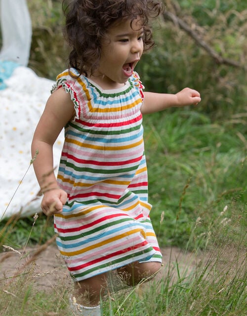 Little Green Radicals Rainbow Stripe Playdays Dress, Multi (MULTI), large