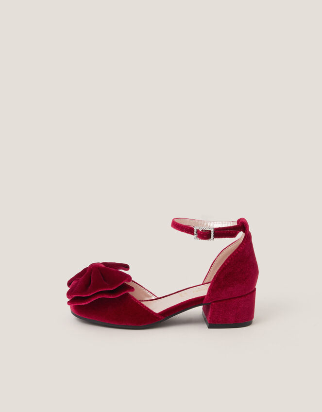 Bow Velvet Heels, Red (RED), large