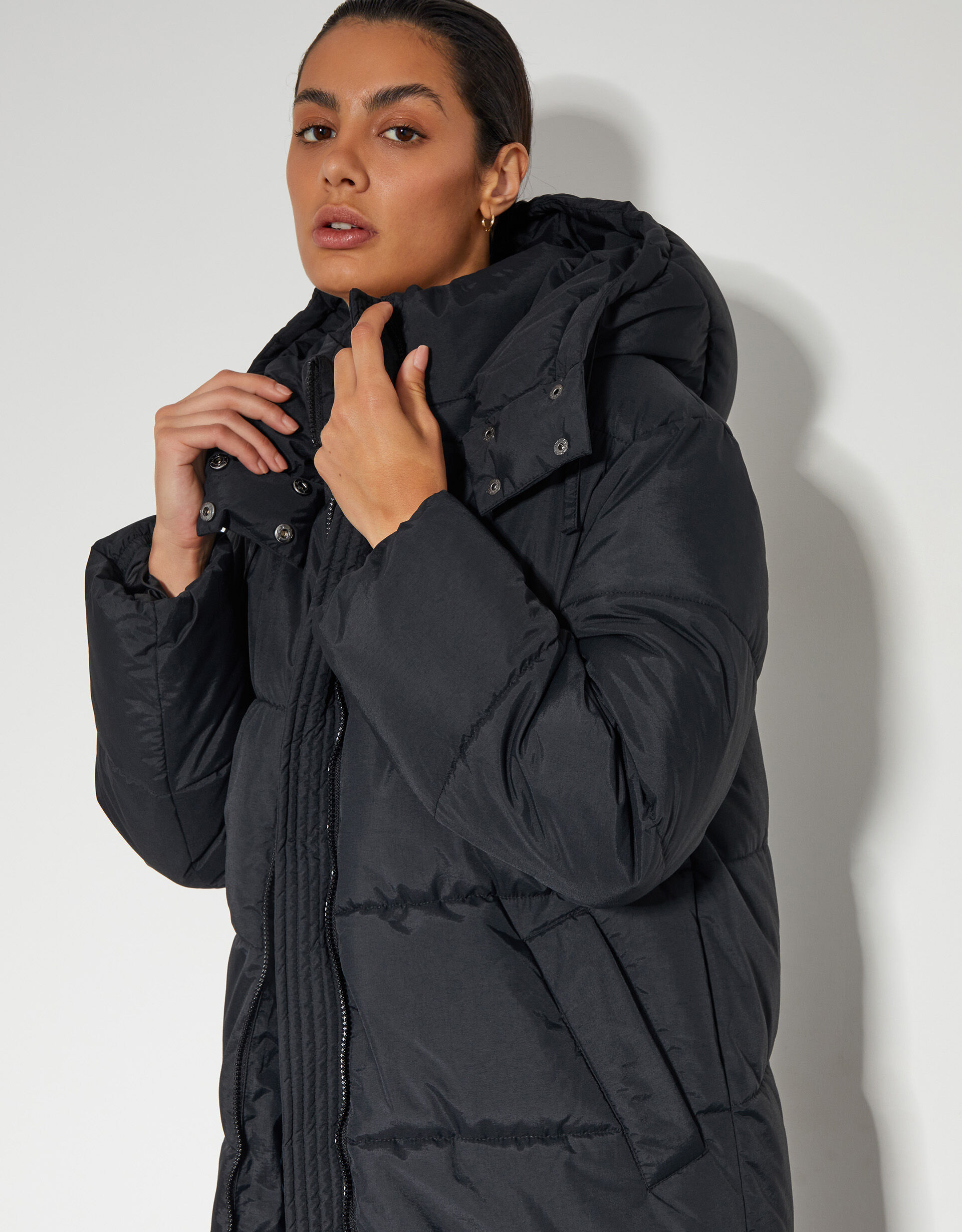 Lissy Long Hooded Puffer Coat Black Women s Coats Monsoon UK