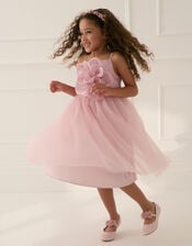 Annabelle Flower Bodice Tulle Dress, Pink (PINK), large