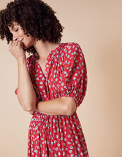 Daisy Print Midi Dress in LENZING™ ECOVERO™, Red (RED), large