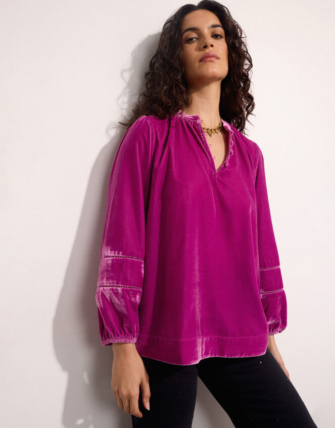 East Coira Velvet Blouse, Pink (PINK), large
