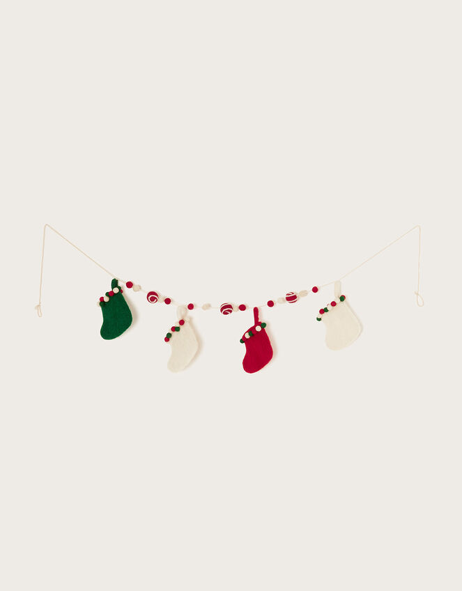 Handmade Christmas Pom-Pom Stocking Garland, , large