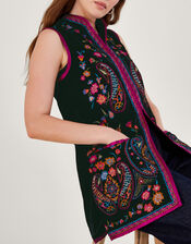 Phoebe Embroidered Waistcoat, Black (BLACK), large