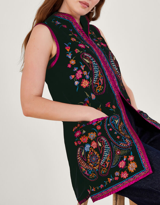 Phoebe Embroidered Waistcoat, Black (BLACK), large
