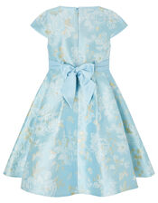 Aries Blue Jacquard Occasion Dress, Blue (BLUE), large