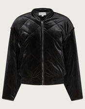 Violet Velvet Bomber Jacket, Blue (PETROL), large