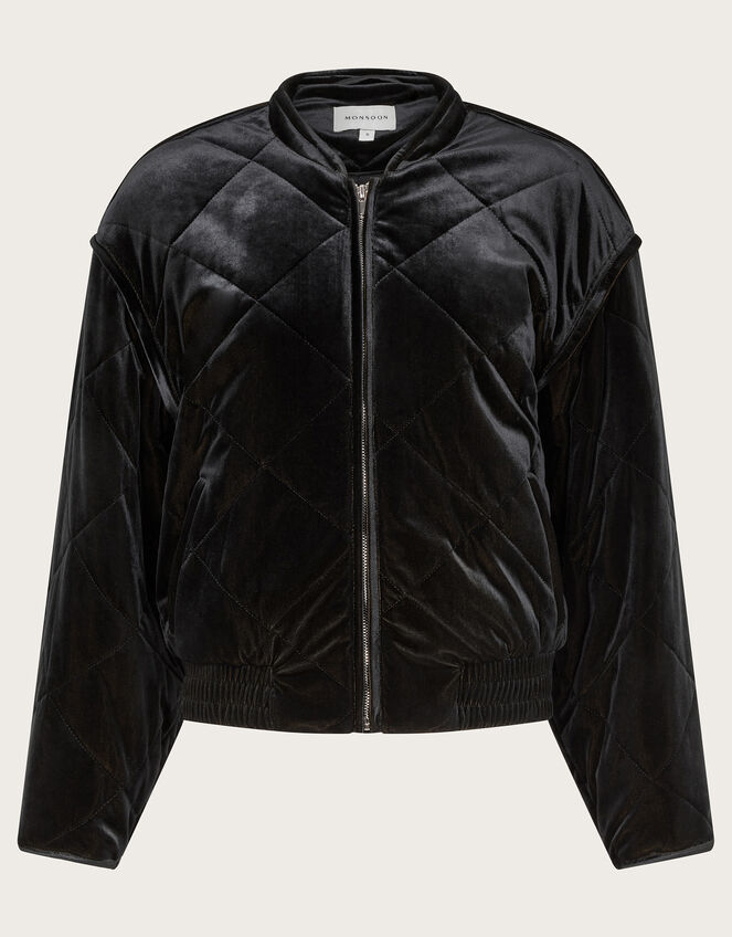 Violet Velvet Bomber Jacket, Blue (PETROL), large