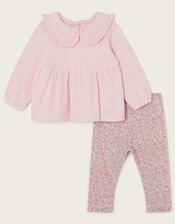 Newborn Ribbed Top and Floral Leggings Set, Purple (LILAC), large