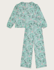 2-Pack Floral Jersey Long Pyjamas, Green (GREEN), large