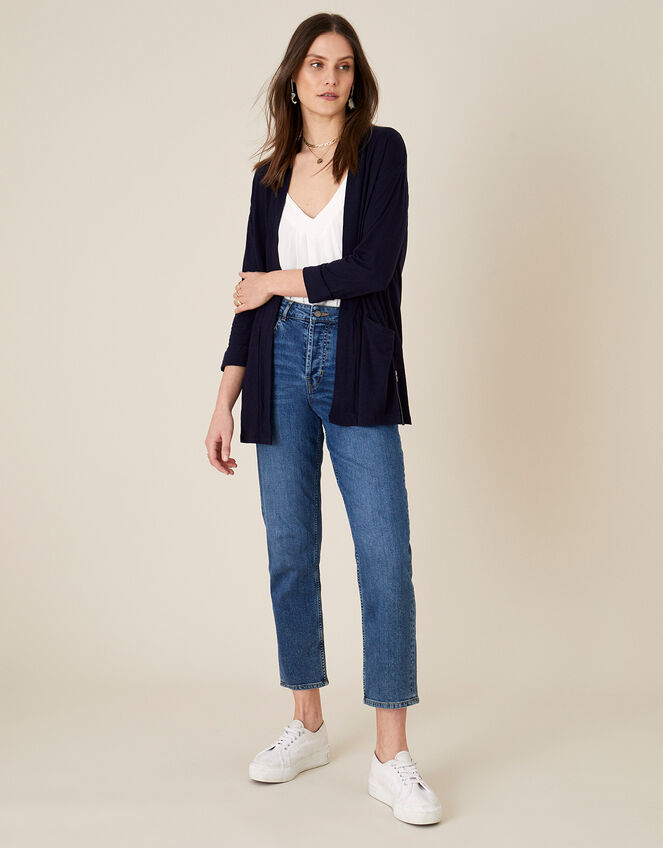 Plain Cover Up in Linen Blend , Blue (NAVY), large