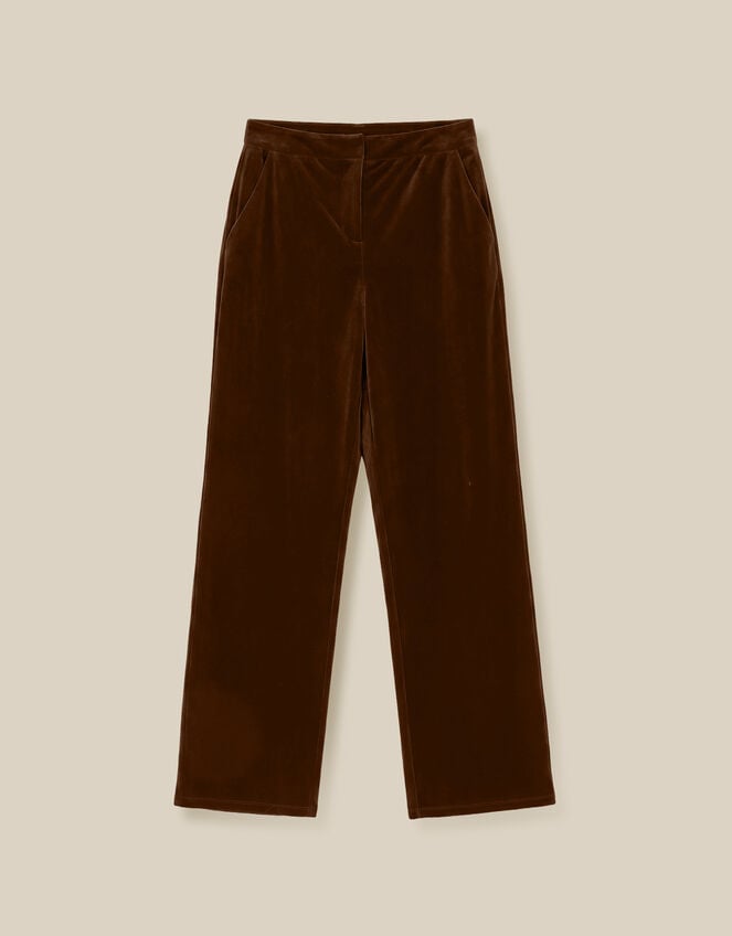 Mila Velvet Straight Leg Trousers, Green (KHAKI), large