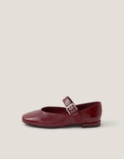 Effie Patent Ballet Flats, Red (BURGUNDY), large
