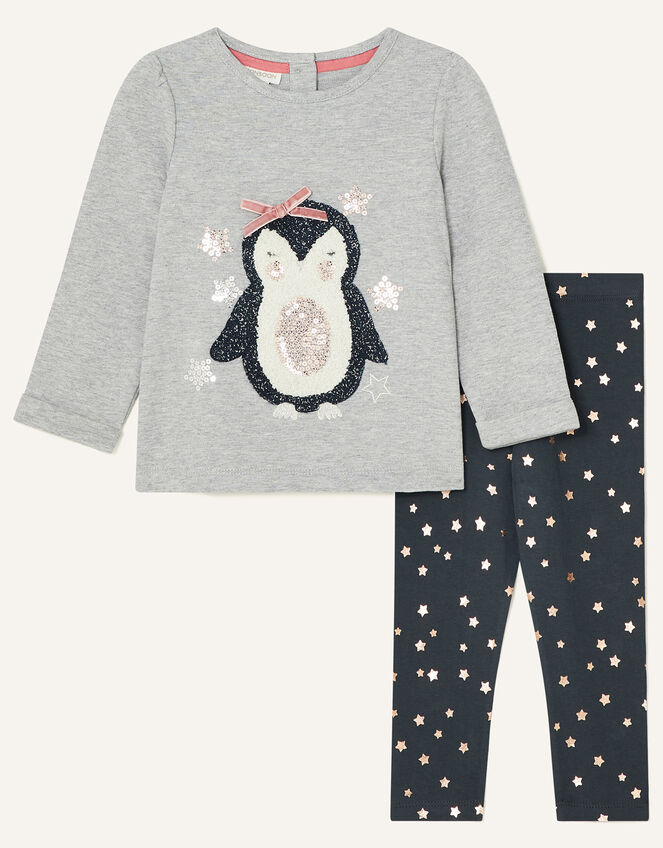 Baby Penguin Sweat Set, Grey (GREY), large