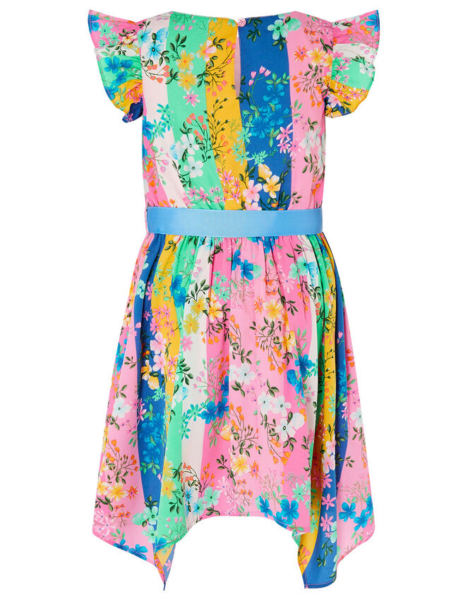 Floral Stripe Hanky Hem Dress, Multi (MULTI), large