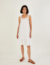 Crochet Trim Dress in Sustainable Cotton, Ivory (IVORY), large