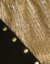 Metallic Frilly Tunic Top and Leggings Set, Gold (GOLD), large