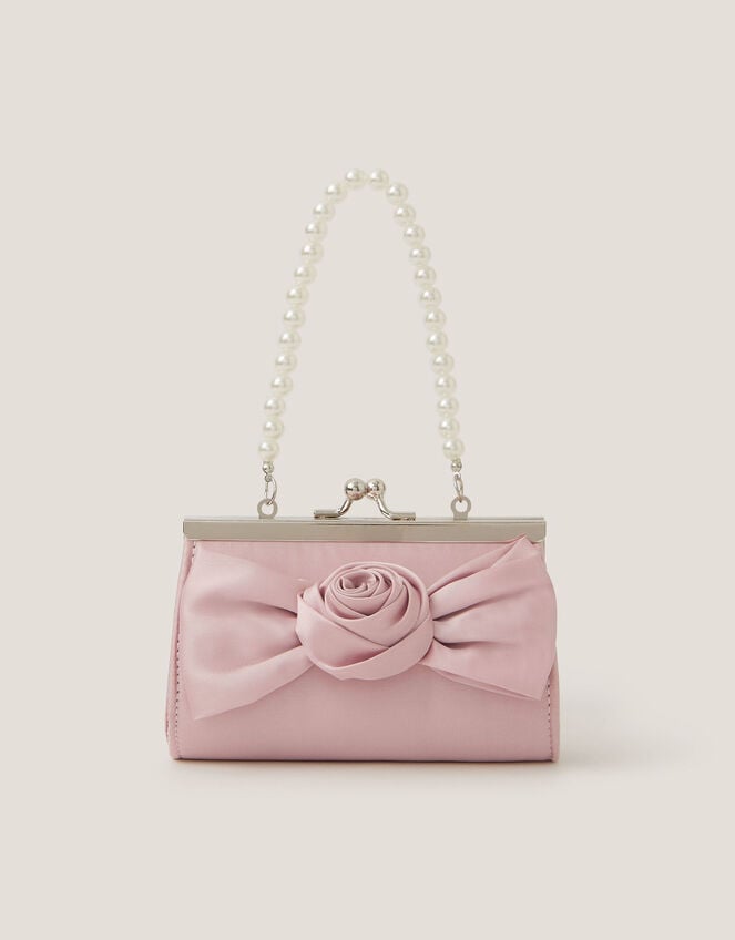 Satin Rose Bow Mini Bag, Pink (PALE PINK), large