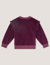 Bow Embellished Velour Sweatshirt, Brown (BROWN), large