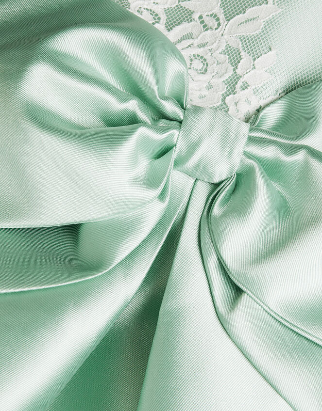 Juniper Satin Lace Bow Bridesmaid Dress, Green (SAGE), large