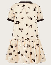 Floral Print Organza Dress, Black (BLACK), large