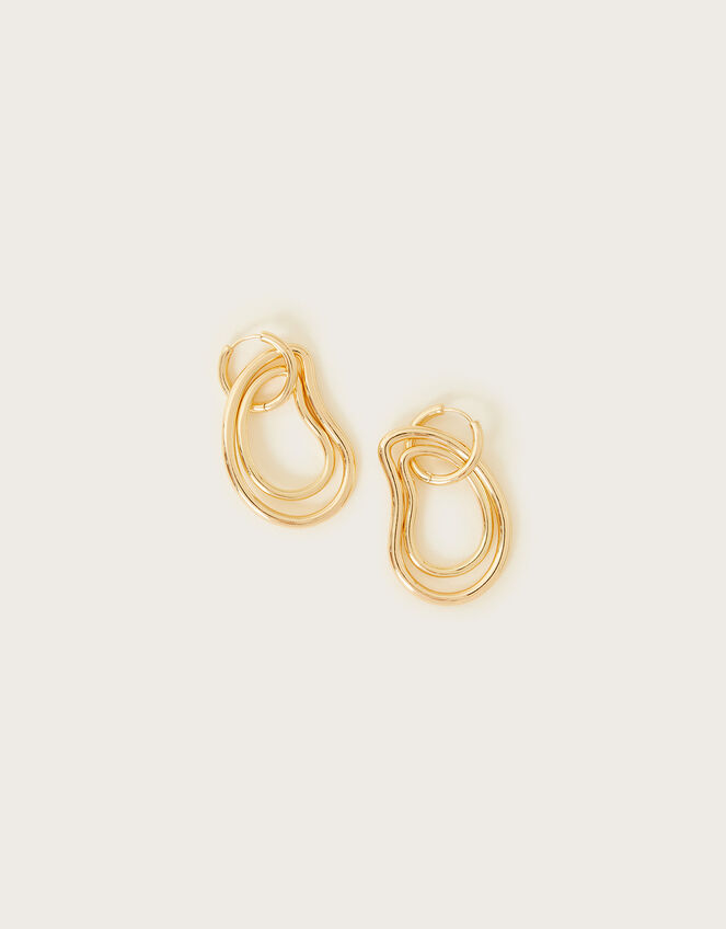 Abstract Drop Hoop Earrings, , large