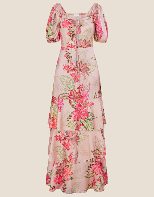 Daisy Print Tiered Maxi Dress, Natural (NATURAL), large