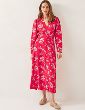 Sarah Floral Print Midi Dress, Red (RED), large