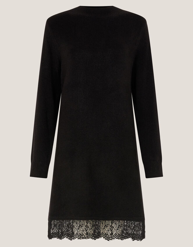 Lou Lace Mini Jumper Dress, Black (BLACK), large