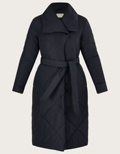 Piper Padded Shawl Collar Coat in Recycled Polyester, Blue (MIDNIGHT), large
