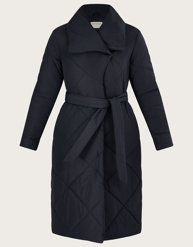 Piper Padded Shawl Collar Coat in Recycled Polyester, Blue (MIDNIGHT), large