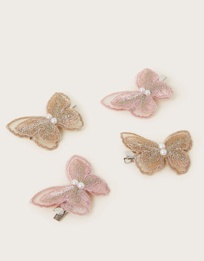 4-Pack Embroidered Butterfly Hair Clips, , large